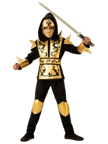 Boys Gold Ninja Costume M