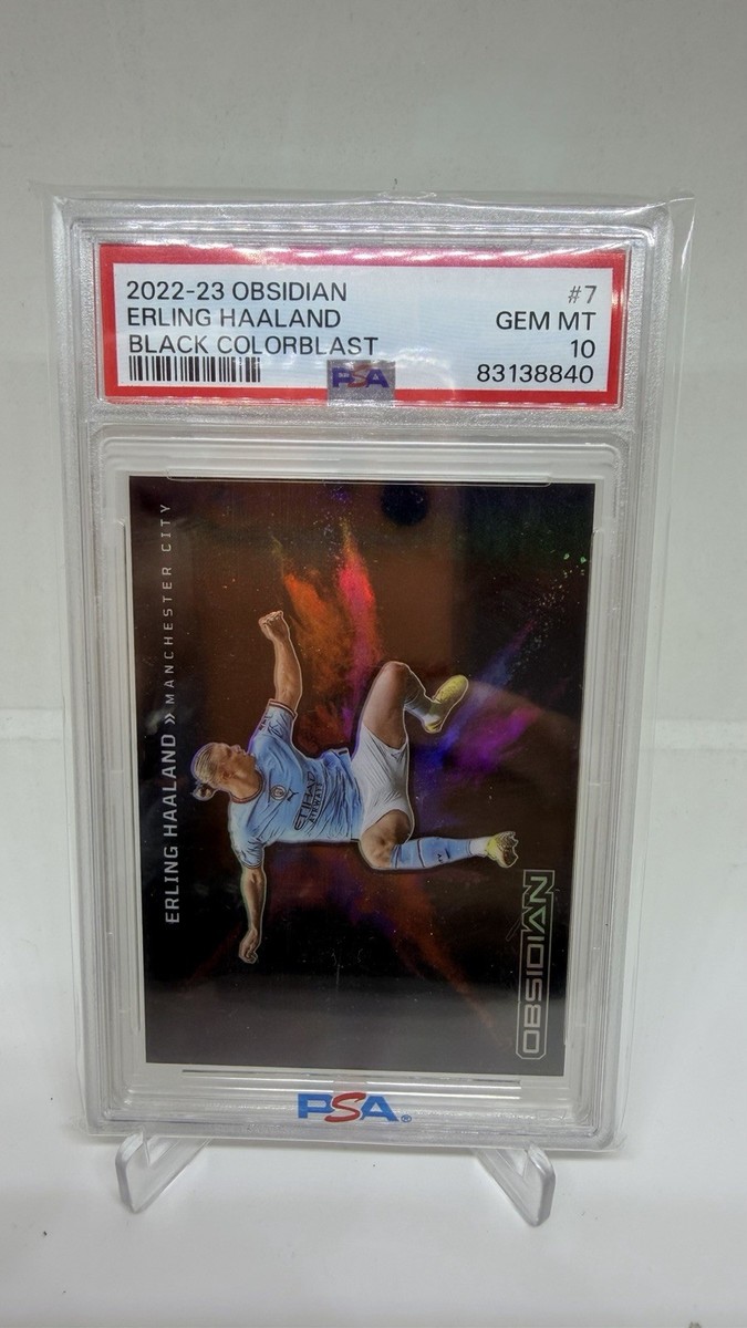 2022-23 Panini Obsidian ERLING HAALAND Black Colorblast SSP Man