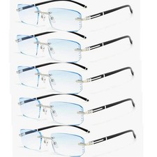 5 Pack Reading Glasses Diamond Shape Rimless Anti Blue Light Readers HD Eyeglass