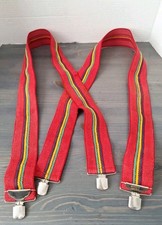 RAINBOW SUSPENDERS - Vtg 70s-80s Clown Mork  Mendy Elastic w Metal Clips