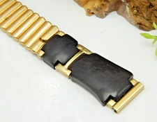 Vintage Kestenmade Wooden Link 12K gold filled watch band bracelet 16mm 5/8"