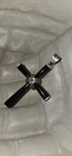 Vintage 925 Sterling Silver Cross Onyx Marcasite Religious Necklace Pendant  — photo 8