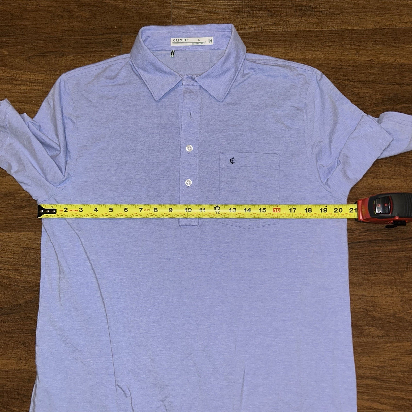 Criquet Polo Shirt Pima Cotton Light Blue Men’s L Large Short Sleeve