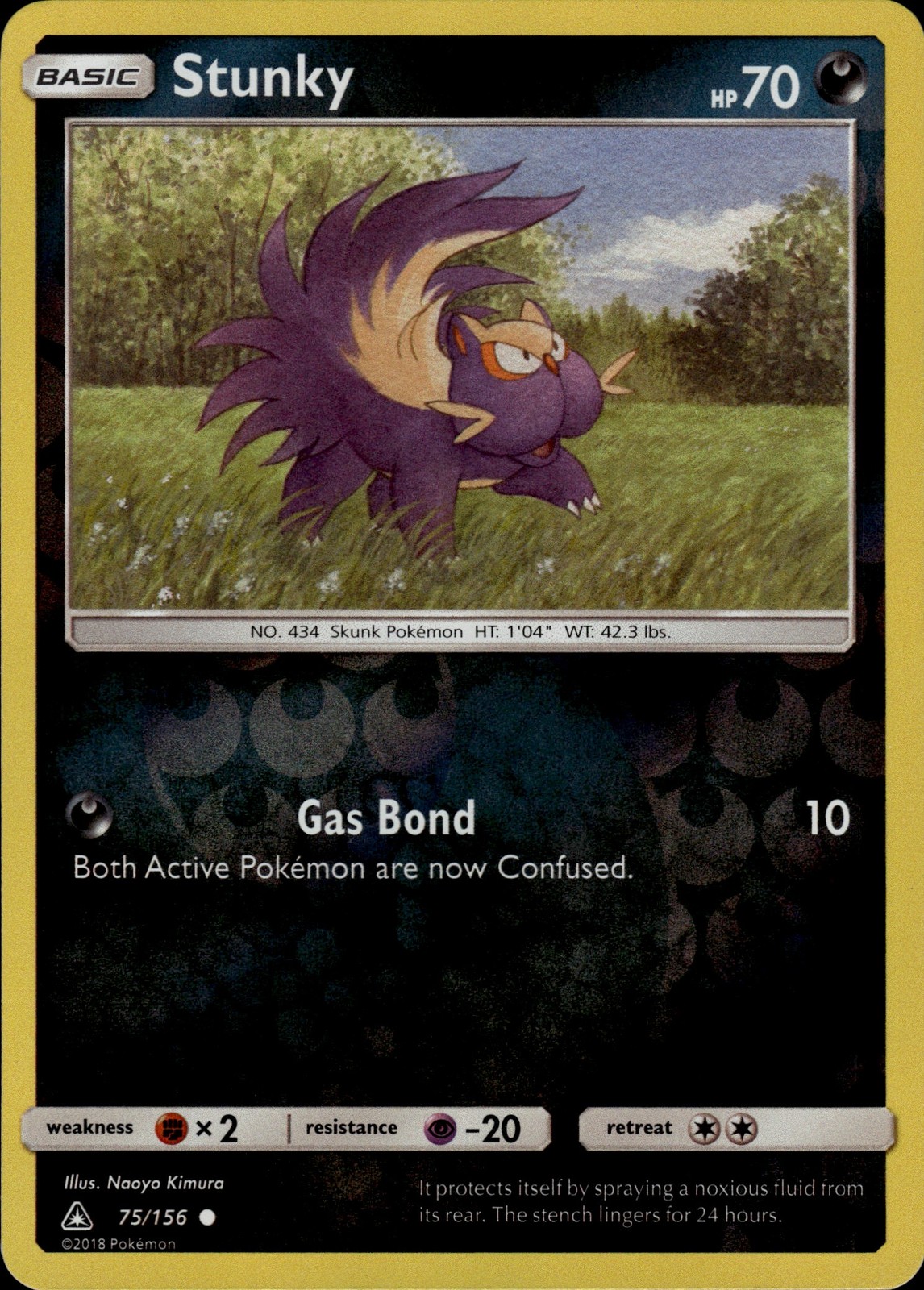 Pokemon TCG Reverse Holo Card Stunky SM - Ultra Prism 75/156