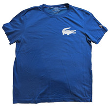 LaCoste Novak Jokovic Colab, Azul Corto SL Hombre Camiseta, XL, Ultra Dry, Tenis