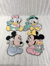 4pc VINTAGE DISNEY Nursery Decor Set, Baby Mickey Minnie Donald Daisy Wall Hangs