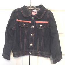 NANNETTE Kids Toddler Girl's 3T Denim LS Jacket Pink Trim Rhinestone Buttons EUC
