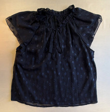 Lunarae Womens Polka Dot Tie Neck Chiffon Flu...