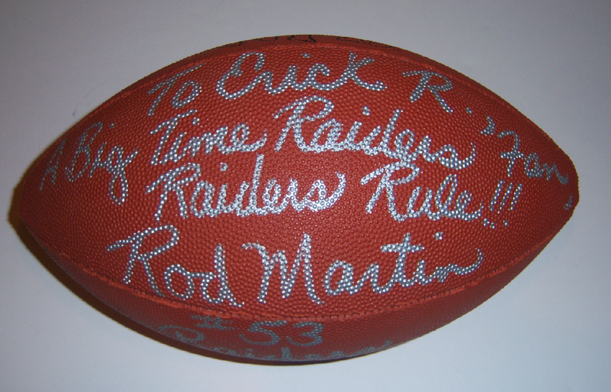 ROD MARTIN OAKLAND RAIDERS SB XV,XVII CHAMPS DECEASED RARE W/COA