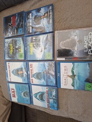 Der Weisse Hai 1 - 4, Meg 1 + 2, The Shallows, Crawl,  Bluray + Lake Placid Dvd