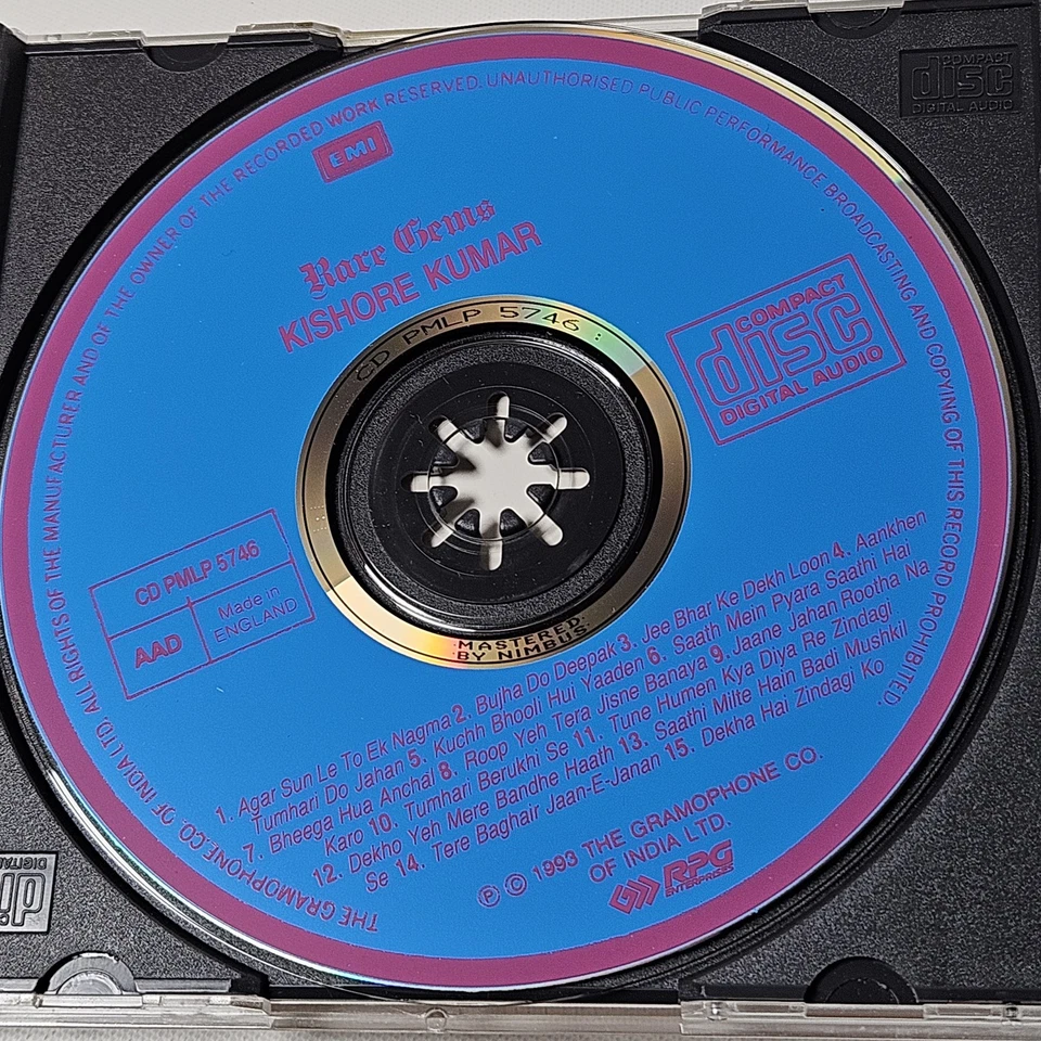Kishore Kumar RARE GEMS Bollywood Audio CD Made in UK 1993 Foto 4 de 4