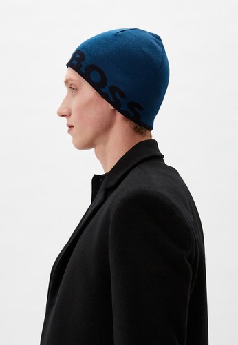 NUEVO CON ETIQUETAS BOSS Hugo Boss (Etiqueta Verde Hugo Boss) Reversible LOGO Gorro - Imagen 13 de 14