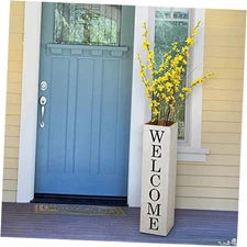 Glitzhome 30"H Wooden Welcome Porch Sign Rustic Double Sided 1-pack white home