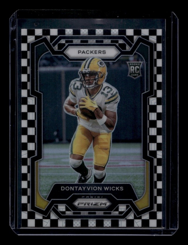 2023 Prizm Football Dontayvion Wicks #333 Rookie Black & White Checker