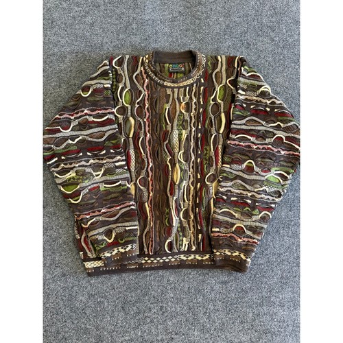 Coogi Australia Sweater Mens Medium Vintage 3D Knit Earth Tone Crewneck Brown - Image 1