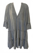 Vero Moda Blue/Grey Chambray Dress Coastal Doll Boho Cottagecore Minimalist XL
