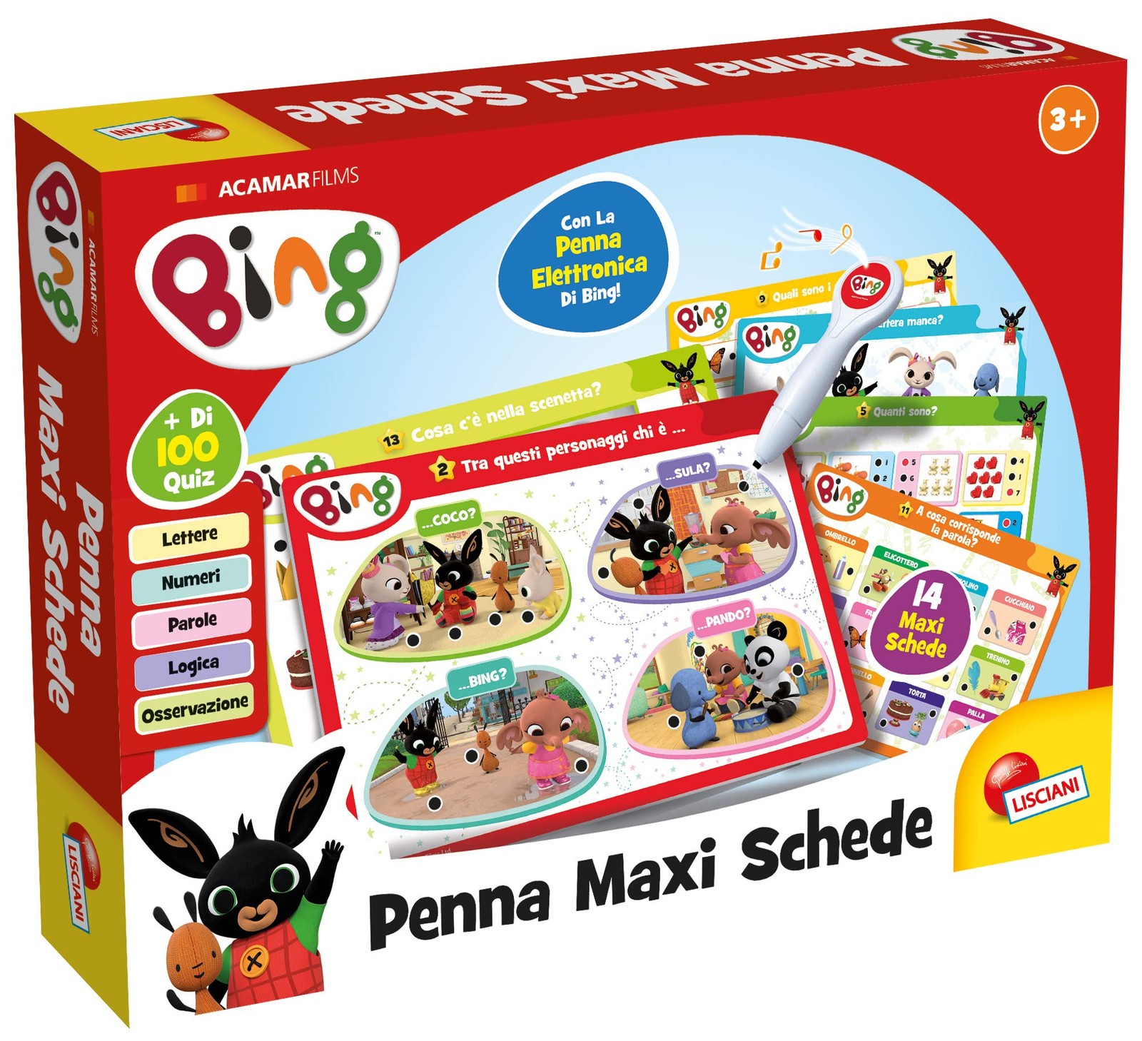 Liscianigiochi 100422 Lisciani Giochi Bing Stift Maxi Karten, Mehrfarbig, S