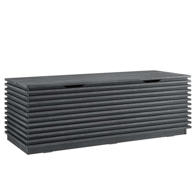Modway Render 47in Wood Grain Storage Bench in Charcoal