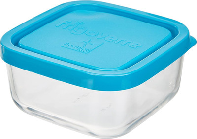 Frigoverre Basic 11.75 Oz. 4'' Inch, Glass,  Container with Teal Lid, Made in It
