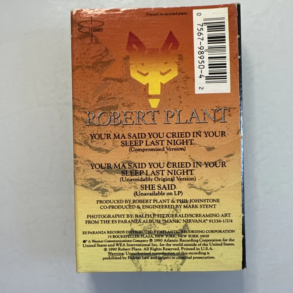 Robert Plant Your Ma Said You Cried In Your Sleep Last Night (Cassette) Single Foto 2 de 2