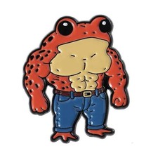 Orange Muscle Frog Enamel Pin - Beefy Boi - Buff Muscular Animals