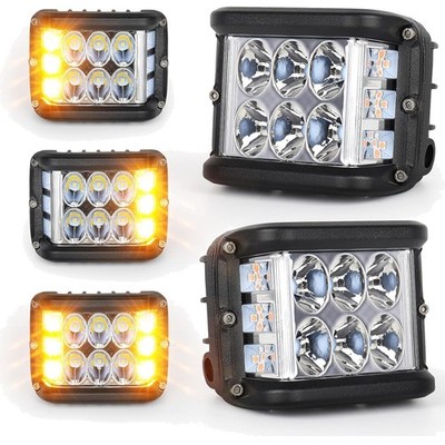 Side Shooter Pod Lights 4 Inch Dual Side Yellow Strobe LED Cube for Farm Trac...