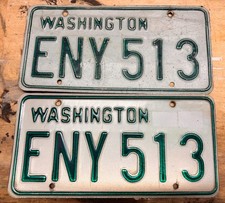 Washington Vintage License Plate Pair 1968-82