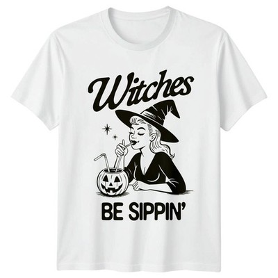 Hexen Be Sippin Halloween Hexe Grafik Herren T-Shirt Damen Tee Spooky Season