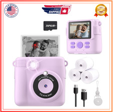 Instant Print Camera, HD Digital Video Cameras for Toddler,32GB SD Card-Purple