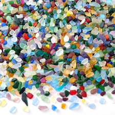 15.87Oz 450G Sea Glass Stones Colorful Frosted Glass Pebbles Gemstones Mixed Bu