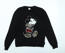 Womens UK 8 Regular Disney Black Pullover Sweatshirt