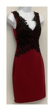Lipsy London Red Lace V Neck Sleeveless Dress Uk 8 Elegant Occasion Party Wear
