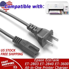 AC Power Cord Cable For Epson EcoTank ET-2803 ET-2840 ET-3600 All-in-One Printer