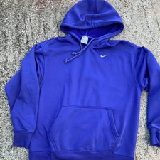 Nike Therma-FIT blue Fleece Lined Hoodie Sweatshirt with Pouch Pocket XS