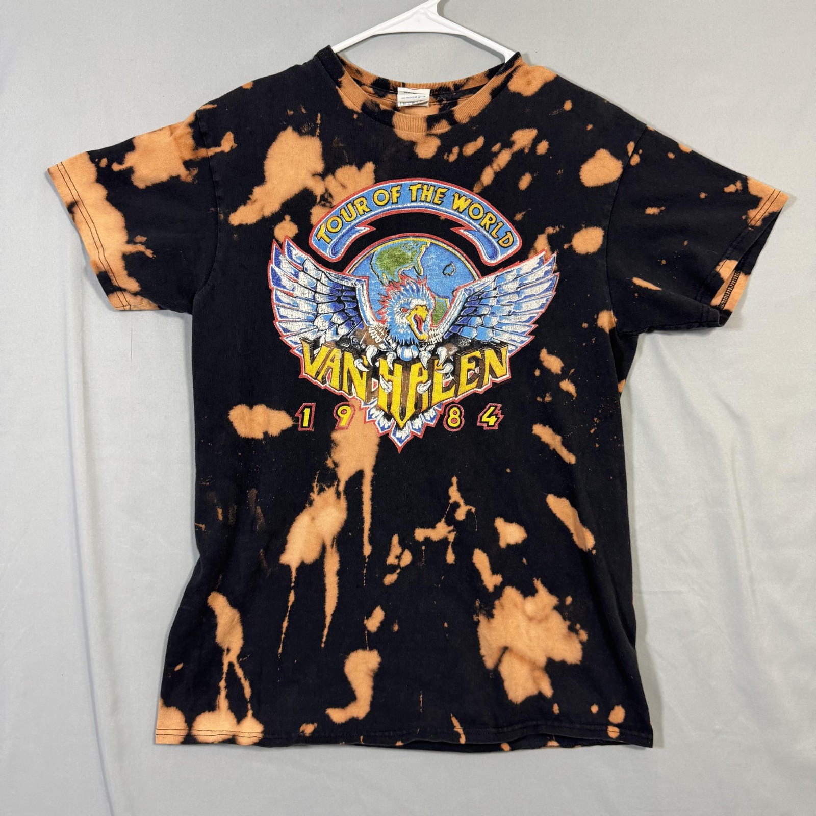 Vintage Van Halen Shirt Mens Medium Black Tour of the World 1984 Bleach Tee 80s