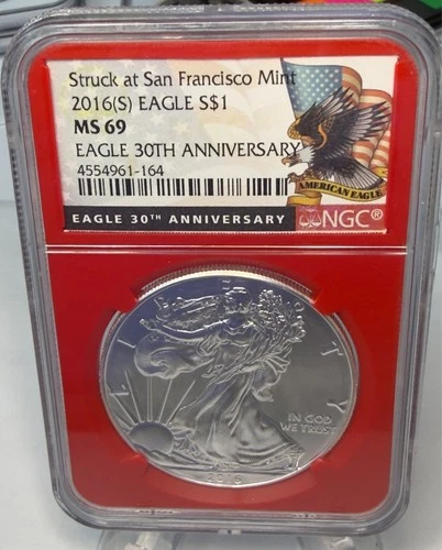 2016 -S  American Silver Eagle -30th Anniversary NGC  MS69
