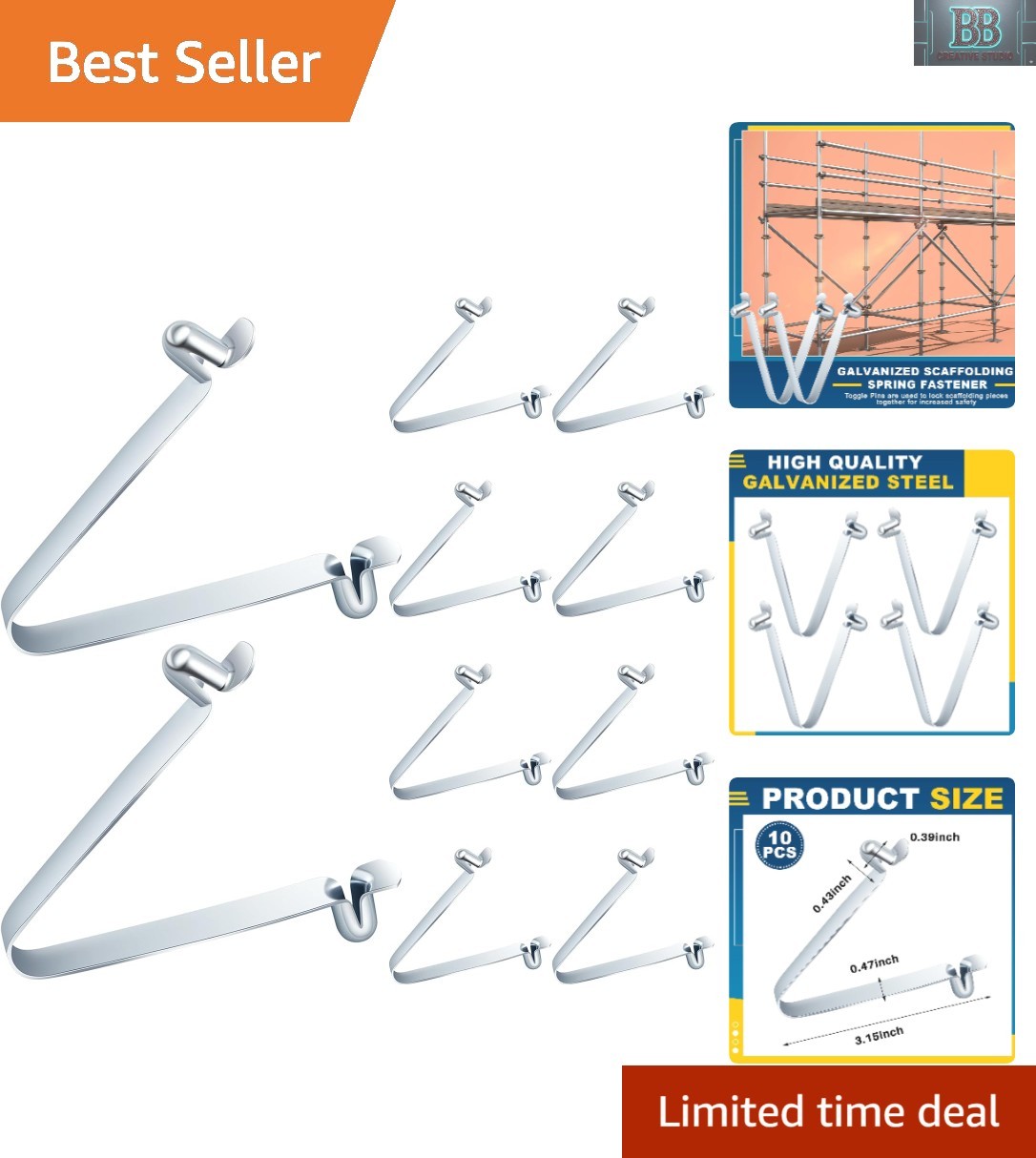 10 Pcs Galvanized Steel Scaffolding Spring Locking Pins for Ultimate Stability