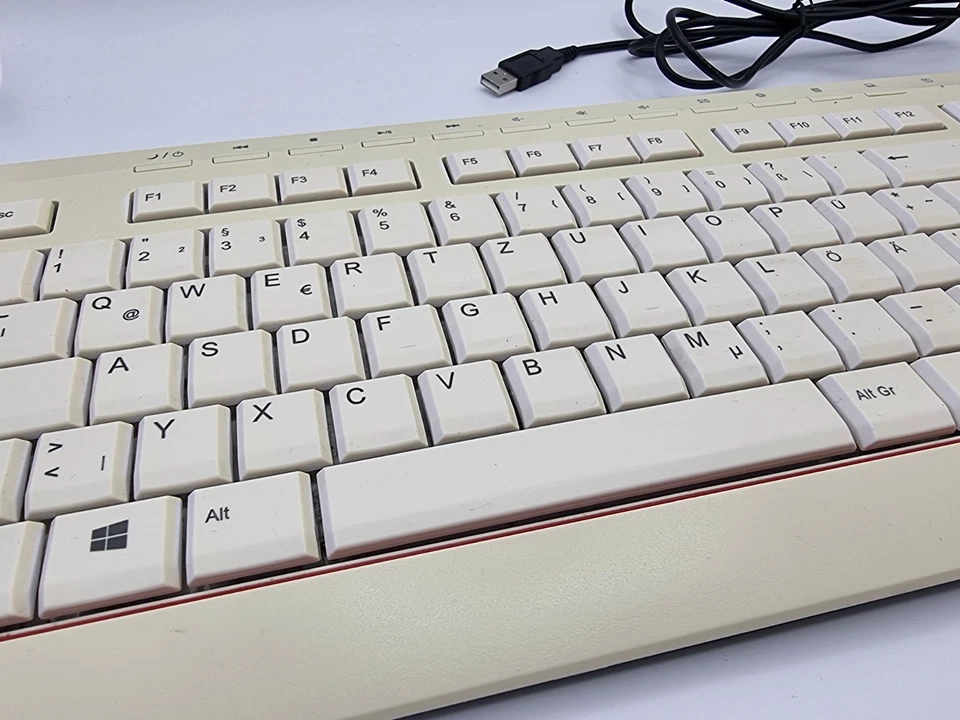 Fujitsu Tastatur Keyboard KB521 DE weiß mit rotem Streifen - Image 2 of 4