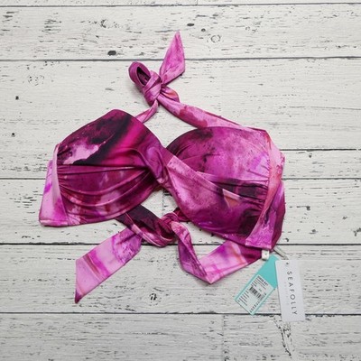 Seafolly Bikini Top Womens 12 OceanOmbre Twist Soft Cup Halter Swimsuit Swim