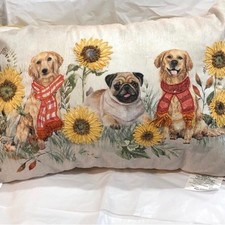 Super cute trio of puppies dogs fringed decor pillow new