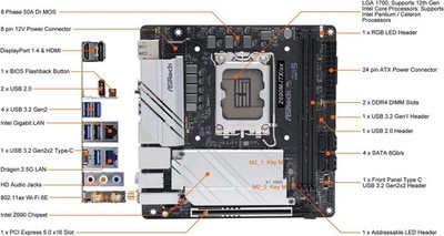 ASRock Z690M-ITX/ax LGA 1700 Intel Z690 DDR4 Mini ITX Intel