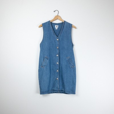 DJ Int l Vintage Sleeveless Denim Button Down Dress S / M