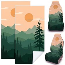 2 Pack Car Seat Towel Covers, 63 x 32 Universal Non Slip Microfiber Pine Sunset
