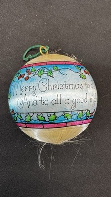 Current Inc. Satin Ball Christmas Tree Ornament  Vintage Merry Christmas & To 