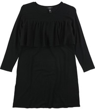 Alfani Womens Ruffle Trim Sweater Dress, Black, Large