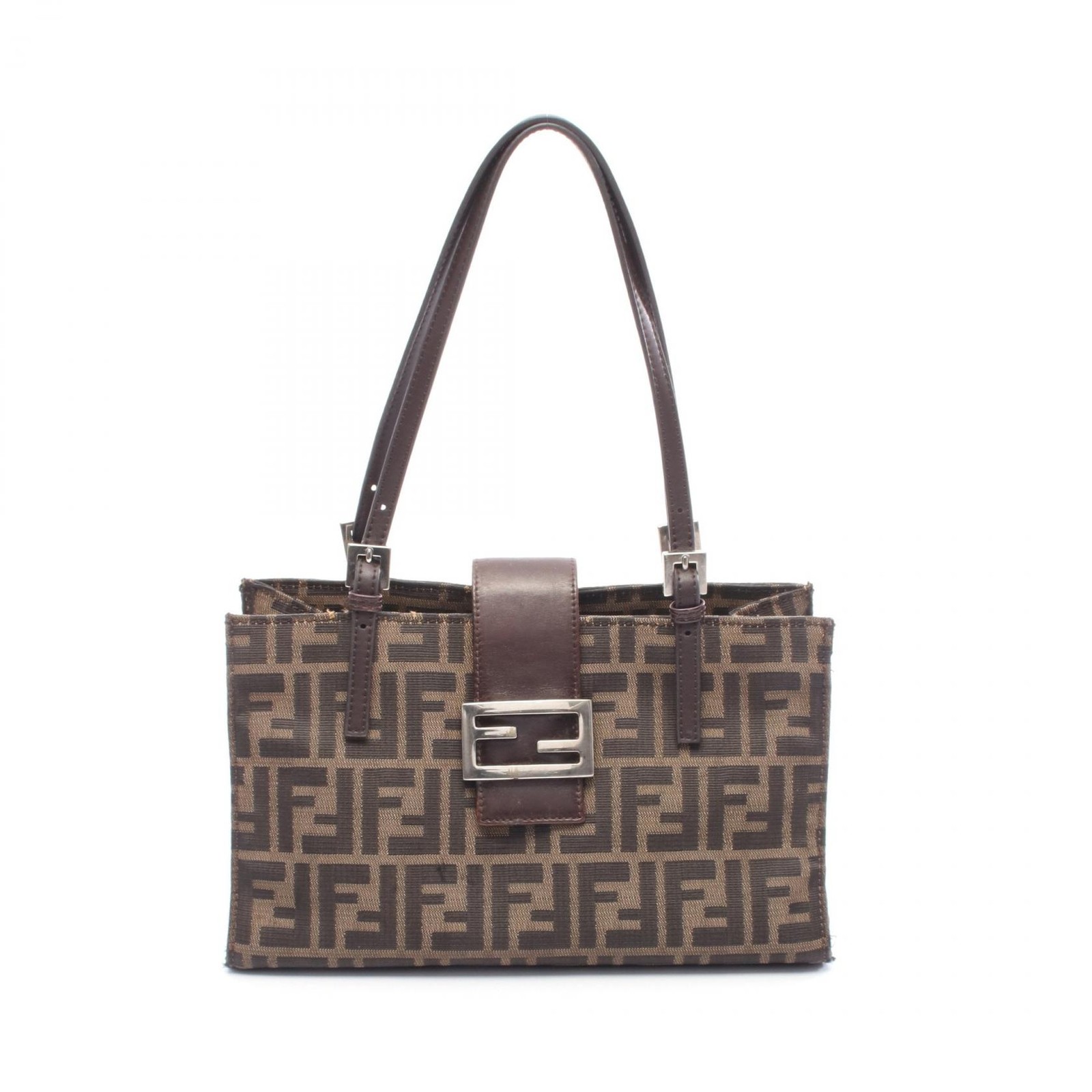 Borsa a tracolla FENDI Zucca tela pelle beige nero marrone usata donna