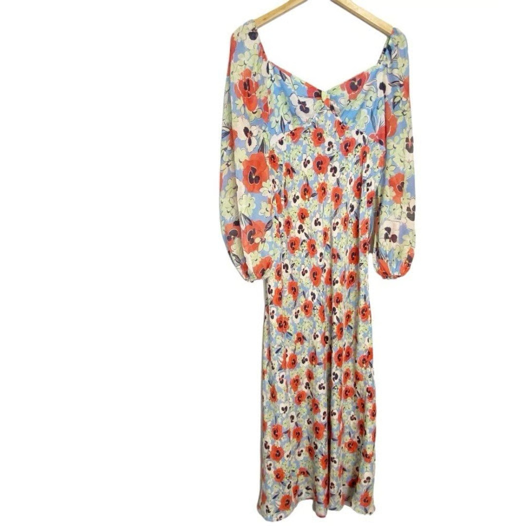 RIXO Gio Floral Maxi Dress Blue Red M image 8