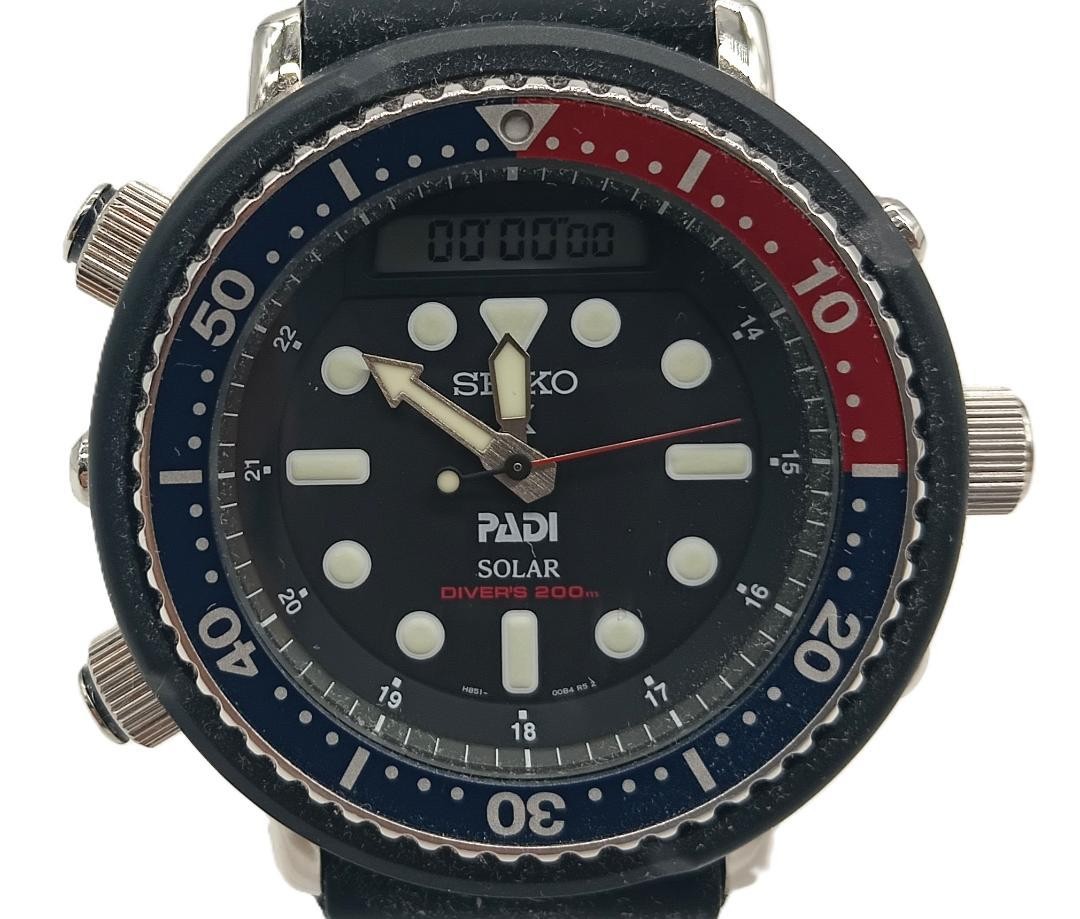 SEIKO ソーラー ダイバーズウォッチ H851 Seiko Prospex Men's Black Watch - H851-00A0 for sale online