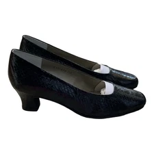 Mark Lemp Walking Cradles Snakeskin Vicki 2” Black Heels New In The Box H-21798M