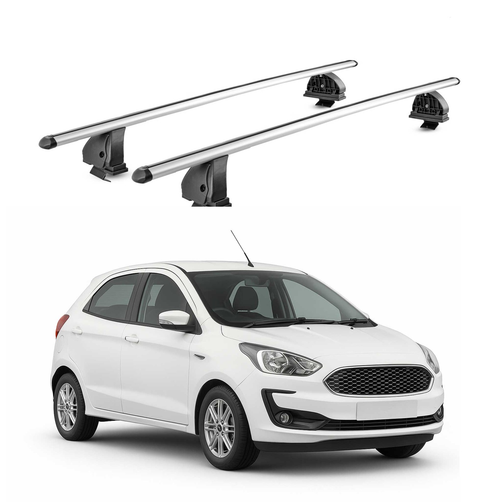 Barres de toit transversales aluminium pour résoudre le manque de place Ford KA+
